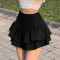 Women's fashionable and elegant ruffled high waisted drawstring A-line version slimming short skirt