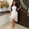 Women's sleeveless lace up tight fitting hip hugging fringe jumpsuit long skirt irregular skirt summer