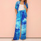 Women's fashionable and elegant V-neck short sleeved straight leg pants shirt two sets