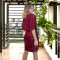 Fashionable women's solid color sequin sexy slim fit bag arm dress