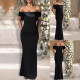 Beautiful women's fashionable and elegant one neck strapless bow long dress; ceremonial dress