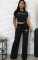Spring and summer women's fashionable and elegant round neck short top, long pants casual set