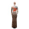 Fashion long sleeved round neck top paired with hip hugging slim half skirt two-piece set for women