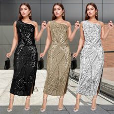 Fashionable women's clothing, elegant high-end sequin slim fit long skirt dress
