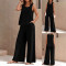 文档 图片 20/1000  实时翻译 划译 Women's Fashion Elegant Round Neck Sleeveless Straight Pants Casual Loose Set