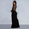Fashionable women's sexy see through mesh, rhinestone hot stamping split dress