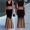 Women's fashionable and elegant V-neck sleeveless waist cinched long plus size dress