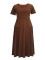 Spring and summer women's fashionable and elegant long style strapless collar and waist cinching slimming plus size dress