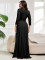 Spring and Autumn women's fashionable and elegant V-neck and waistband waist cinching slimming plus plus plus plus size dress