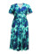 Women's fashionable and elegant V-neck tie dye printed plus size long dress