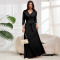 Spring and Autumn women's fashionable and elegant V-neck and waistband waist cinching slimming plus plus plus plus size dress