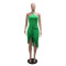 Women's sleeveless lace up tight fitting hip hugging fringe jumpsuit long skirt irregular skirt summer