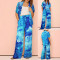 Women's fashionable and elegant V-neck short sleeved straight leg pants shirt two sets