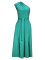 Women's fashionable and elegant slanted shoulder hem slit solid color long dress with belt