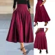 Women's fashion, elegant, solid color, A-line style, slimming, high waist, long skirt