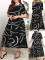 Women's fashion casual irregular striped printed round neck short sleeved plus size dress