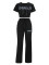 Spring and summer women's fashionable and elegant round neck short top, long pants casual set