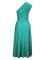 Women's fashionable and elegant slanted shoulder hem slit solid color long dress with belt