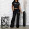 Spring and summer women's fashionable and elegant round neck short top, long pants casual set