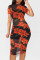 Style Nightclub Women's Printed Mesh Dress+Small Tank Top+Shorts 3-Piece Set