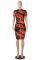 Style Nightclub Women's Printed Mesh Dress+Small Tank Top+Shorts 3-Piece Set
