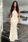 Sweet, fresh, intellectual, elegant, versatile lace sheer long dress