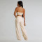 Fashionable women's sexy chicken eye metal buckle pants two-piece set new