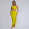 Fashionable women's summer minimalist chest hugging side slit sexy long skirt