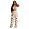 Fashionable women's sexy chicken eye metal buckle pants two-piece set new