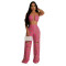 Fashionable women's sexy chicken eye metal buckle pants two-piece set new
