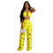 Fashionable women's sexy chicken eye metal buckle pants two-piece set new
