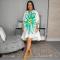 Women's casual fashion printed shirt cardigan dress with lapel print mid skirt
