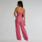 Fashionable women's sexy chicken eye metal buckle pants two-piece set new