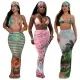 Swimsuit print bikini European and American fashion women's swimsuit three piece set for women without headscarf