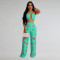 Fashionable women's sexy chicken eye metal buckle pants two-piece set new