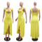 New suspender hollow dress solid color slit long skirt