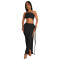 Fashionable women's summer minimalist chest hugging side slit sexy long skirt