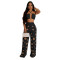Fashionable women's sexy chicken eye metal buckle pants two-piece set new