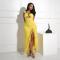 New suspender hollow dress solid color slit long skirt