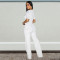 Fashion women's big button short sleeved sports wide leg jumpsuit new