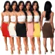 Fashionable solid color double-layer mesh high waist over knee temperament transparent skirt
