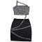 Fashion women's temperament, diamond studded suspender, strapless short skirt set, new