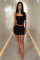Fashionable and versatile solid color printed home comfortable suspender short skirt set