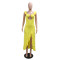 New suspender hollow dress solid color slit long skirt