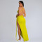 Fashionable women's summer minimalist chest hugging side slit sexy long skirt