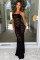 Sweet, fresh, intellectual, elegant, versatile lace sheer long dress