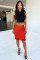 Fashionable solid color double-layer mesh high waist over knee temperament transparent skirt