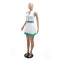 New sleeveless zipper top paired with short skirt set in spliced colors