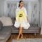 Women's casual fashion printed shirt cardigan dress with lapel print mid skirt