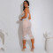 Strap V-neck see through sequin dress, slim fit long skirt with underwear, women's clothing